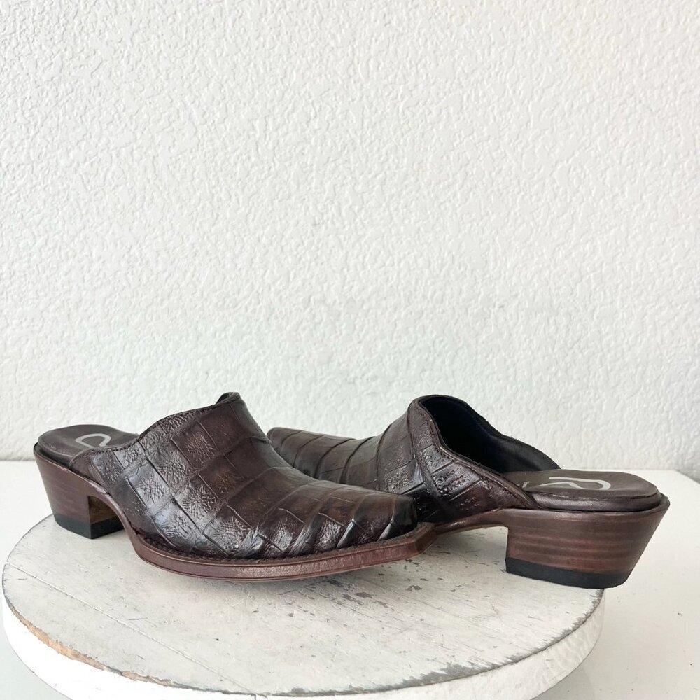 Rod Patrick Womens Mules 5 C Brown Caiman Leather Western Slip On Boots Shoes